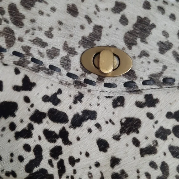 MYRA Bag Frisky Black & White  Cowhide Clutch Wristlet - Picture 6 of 7